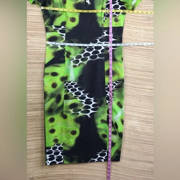 Doris Megger Luxury Neon Leopard Sheath Dress Curvy-friendly Size 42 (US 10/12)